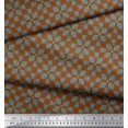 thumbnail image 2 of Soimoi Brown Crepe Silk Fabric Square & Triangle Geometric Fabric Prints By Yard 42 Inch Wide, 2 of 3