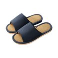 thumbnail image 1 of Xfvqtps Men House Slippers Linen Flax Insole Memory Foam Soft Sole Non Slip Slide Bedroom Indoor Slippers Blue, 1 of 5