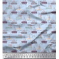 thumbnail image 1 of Soimoi Blue polyester Crepe Fabric Floral & Leaves Print Fabric by Yard 42 Inch Wide, 1 of 3