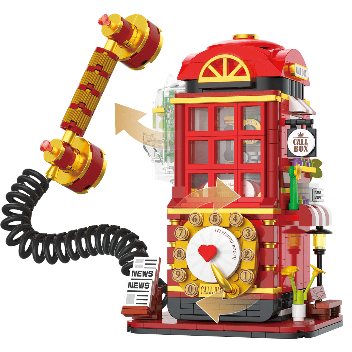 Telephone Booth Building Blocks Set with 662Pieces Mini Building Blocks Street View Architecture Model Assemble Bricks Toy for Adults Kids Gifts & Home Decor