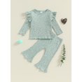 thumbnail image 4 of Gupgi 2Pcs Baby Girl Fall Outfits Ruffle Infant Long Sleeve Sport Print Tops + Flare Pants Set Toddler Clothes, 4 of 9