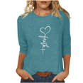 thumbnail image 2 of Jsaierl T-Shirts de Foi en Jésus pour Femmes, Graphiques Croisés Chrétiens, Hauts à Manches 3/4, Blouses Décontractées à Col Rond, Tuniques Classiques Tendance, 2 of 5