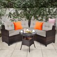 thumbnail image 1 of Gymax 4PCS Patio Furniture Set Outdoor Rattan Sectional w/ Cushioned Sofa Table, 1 of 10