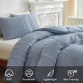 thumbnail image 3 of Warmdern Blue Boho Duvet Cover King Size, Striped Textured Duvet Cover Set Tufted Bedding Set, 3 Pcs Ultra Soft Washed Microfiber Duvet Cover With Zipper Closure (King, Blue), 3 of 5