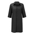 thumbnail image 2 of Kcodviy Robe Longue Taille Haute pour Femme, Femme Habillée, Nouée, Couleur Unie, Col Rond, Grande Taille, Robes Décontractées, Robe à Encolure, Robes de Travail pour Femmes, Bureau, Robes pour Femmes, Robe Midi d'Été Décontractée pour Femmes, 2 of 7