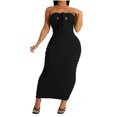 thumbnail image 2 of Birdeem Robe Mini Moulante pour Femmes, Unie, Décontractée, Confortable, Sans Manches, à Col en V, en Tricot, 2 of 6