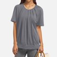 thumbnail image 2 of Hauts Tuniques Décontractés à Manches Courtes pour Femmes Jr Mode d'Automne Col Rond T-Shirts de Compression Cold Gear pour Femmes T-Shirts d'Été Amples Chemises pour Femmes Tuniques Ajustées Blouse, 2 of 6