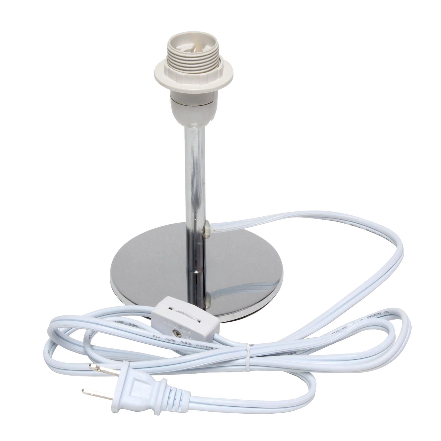 Simple Designs Mini lampe de table chromée avec abat-jour en tissu incliné