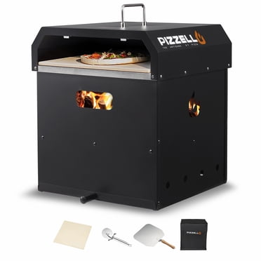 Four à Pizza Extérieur au Bois 4 en 1 de 16 Pouces, Machine à Pizza Portable, Gril Détachable à 2 Niveaux avec Grille de Gril