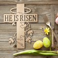 thumbnail image 4 of [CLEARANCE]Wooden Easter Door Hanger Hand Carved Cross Hanging Wall Sign Religious Spring Door Hanger Decoration Easter Christian Decoration Lightweight Rustic Cross Easter Sign Decor, 4 of 6