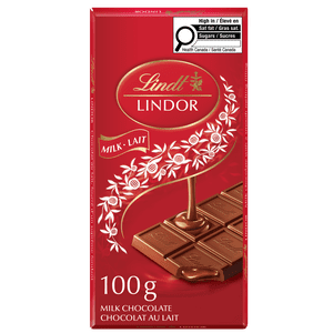 Lindt LINDOR Milk Chocolate Bar, 100 Grams