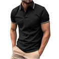 thumbnail image 2 of Jovati Chemise Décontractée à Manches Courtes à Col Rabattu pour Hommes, Tissu en Polyester, Coupe Confortable Respirante, Design Uni, Lavable à la Machine, Épaisseur Standard, 2 of 4