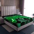 thumbnail image 4 of Erosebridal Game Player King Sheet Sets, Green Gamepad Bedding King Size, Checkered Abstract Decor, 4 of 7