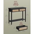 thumbnail image 3 of VASAGLE Console Table, Boho Entryway Table, Narrow Sofa Table, Entry Table with 2 Drawers, Behind Couch Table with Open Storage Shelf, Rounded Corners, for Living Room, Ash Black, 3 of 6
