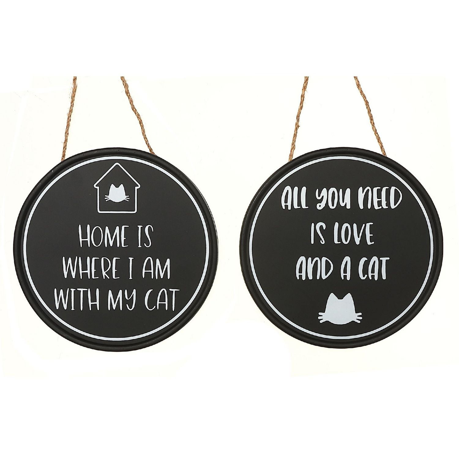 Signe Du Chat Rond Mdf - Ensemble De 2
