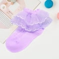 thumbnail image 2 of Splozh Baby Girls Ruffle Lace Spring and Autumn Cute Cotton Socks Delicate Embroidery Lace Socks Lace Princess Socks Purple,5-6 Years, 2 of 3