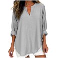 thumbnail image 1 of Yuyuzo Oversized Sweatshirts for Women Long Sleeve Crew Neck Side Slit Color Block Pullover Tops, 1 of 5