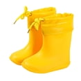 thumbnail image 1 of Kids Child Rain Boots with an Elastic Boot Collar Adjustable Drawstring Solid Color Waterproof Non Slip Light up Rubber Sole Garden Shoes Outdoor EVA Rain Shoes for 2-9 Years Yellow, 1 of 4