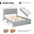 thumbnail image 2 of Gymax Queen Upholstered Bed Frame Platform Bed with Drawer & Adjustable Headboard Grey, 2 of 10