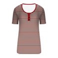 thumbnail image 4 of FAIWAD Tuniques à Manches 3/4 pour Femmes, Hauts Boutonnés à Encolure Dégagée, Chemises Côtelées, T-Shirts Graphiques à Rayures Décontractés d'Été, 4 of 4