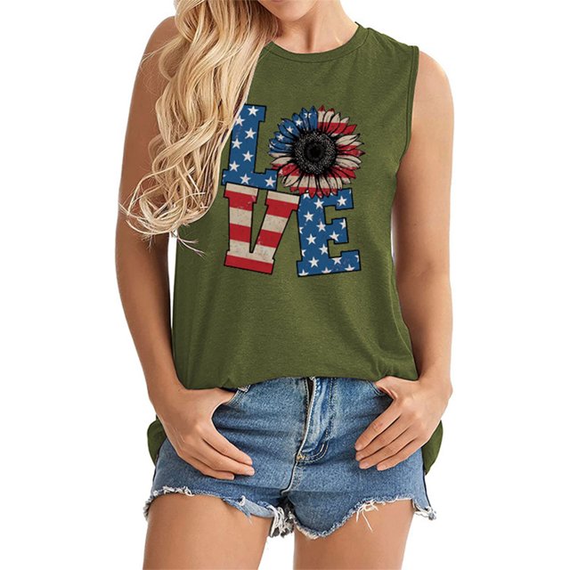 LSLJS Débardeurs à Col Rond pour Femmes Mode Femmes Décontracté Col Rond Imprimé de Lettres Manches Courtes T-Shirt Gilet Blouse Hauts