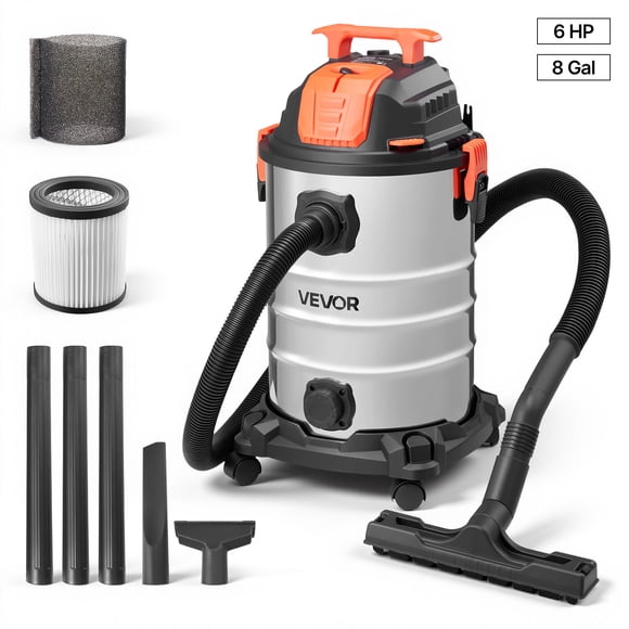 VEVOR Shop Vac, 8 Gallon Wet Dry Shop Vacuum, 6 Peak HP with One-Button Self-Cleaning, 900W Input Power