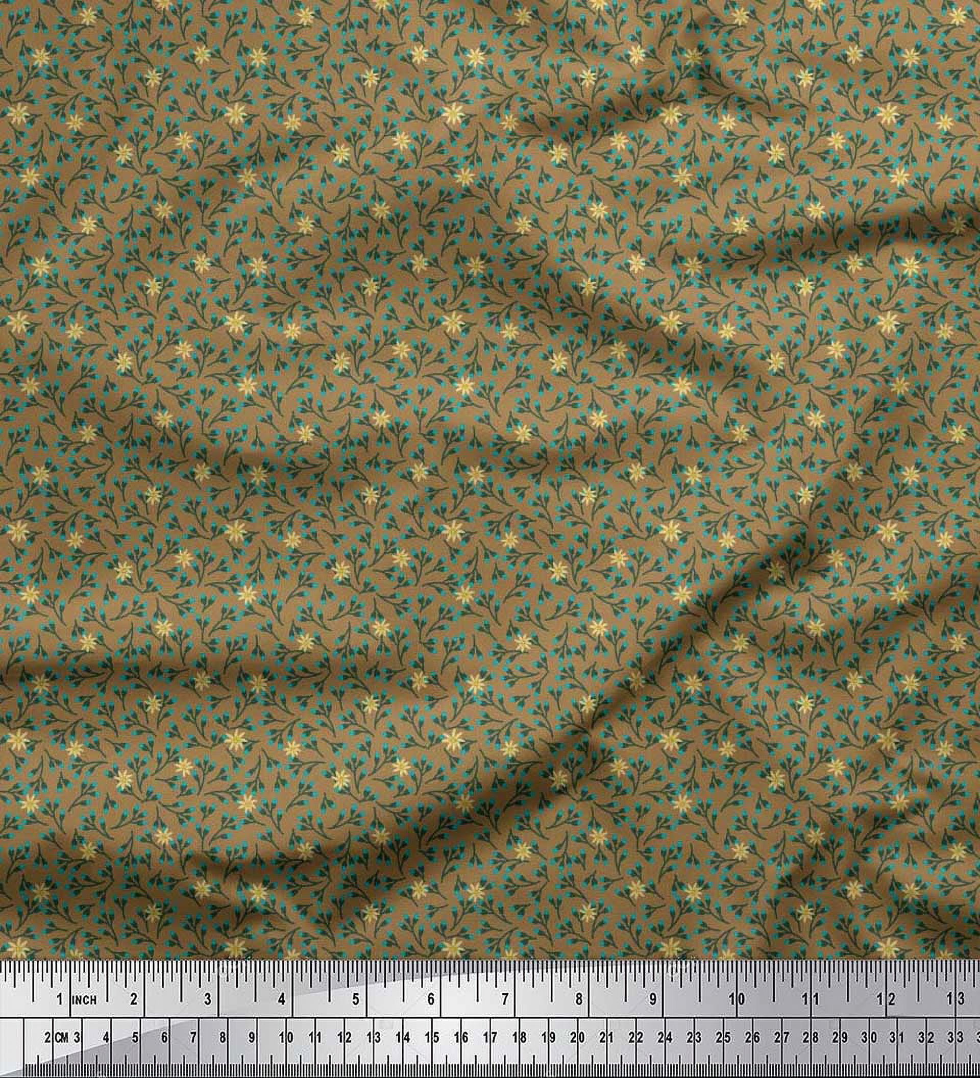 Soimoi Polyester Crepe Fabric Flower Artistic Print Fabric by Yard 42 Inch Wide