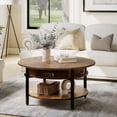 thumbnail image 3 of GUNAITO Round Lift Top Coffee Table with Storage, Rustic Brown, 3 of 8