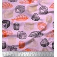 thumbnail image 1 of Soimoi Modal Satin Fabric Grains & Fish Food Print Fabric by Yard 42 Inch Wide, 1 of 3