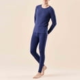 thumbnail image 2 of Sentmoon Ensembles 2 Pcs pour Femmes Hommes Décontractés Rayés Double Face en Polaire Thermique Épaissie Base Thermique Manches Longues Col Rond Haut et Bas Ensemble Automne et Hiver pour Voyage et Commodité Pliable, 2 of 7