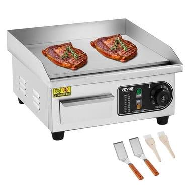 VEVOR Commercial Electric Griddle 1700 W Countertop Flat Top Grill 122℉-572℉