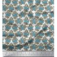 thumbnail image 1 of Soimoi Poly Georgette Fabric Leaves & Floral Block Printed Fabric 1 Yard 42 Inch Wide, 1 of 3