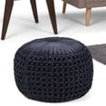 thumbnail image 2 of Simpli Home Renee Pouf Rond Bohème en Tissu de Velours Bleu Marine, 2 of 6