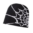thumbnail image 1 of Decodeary Winter Look With Stylish Spider Web Hat Versatile Style Spider Web Beanie Hat black and white, 1 of 6