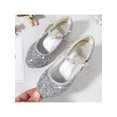 thumbnail image 4 of MAWCLOS Girls Mary Jane Rhinestone Princess Shoe Chunky Block Comfort Dress Shoes Round Toe Performance Heeled Sandals Silver 4Y, 4 of 6