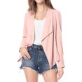 thumbnail image 1 of INSPIRE CHIC Veste en Faux Suède pour Femme à Manches Longues, devant Drapé, Vestes de Moto, 1 of 4