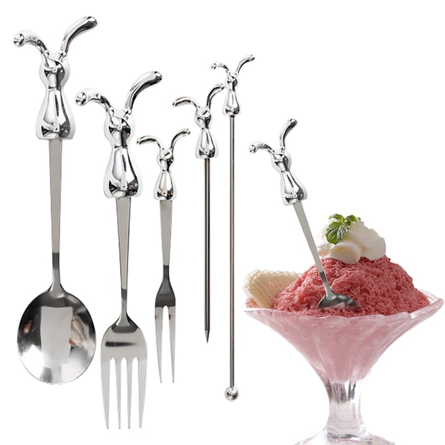 Stainless Fruit Forks Creative Design Dessert Utensils For Kids Cake Snack Serving Tools With Ergonomic Handle Dishwasher Home Kitchen Accessories