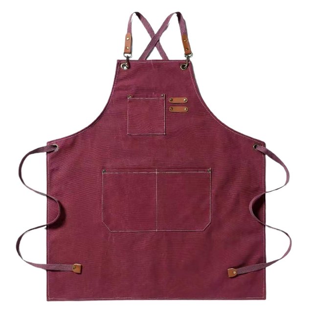 Work Apron Thick Sleeveless Breathable Unisex Multi-pockets Storage Cotton Cross Back Kitchen Apron for Home