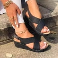 thumbnail image 3 of IUJSOY Womens Comfort Arch Support Sandals Open Toe Hollow out Orthotic Walking Low Wedge Slides, 3 of 9