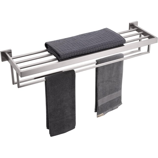 Matte Towel Rack ‘‘ Bathroom Towel Shelf with Double Towel Bars SUS Stainless Steel Wall Mounted BBK