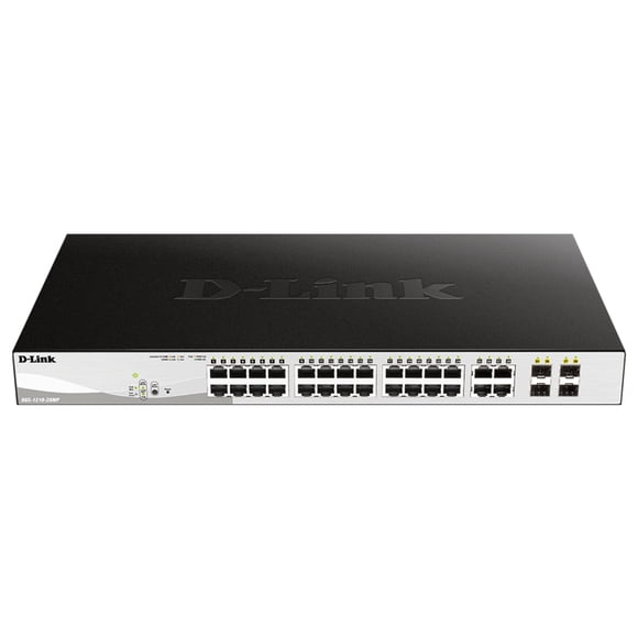 D-Link DGS 1210-28MP - Switch - Managed - 24 x 10/100/1000 (PoE+) + 4 x Gigabit SFP - desktop, rack-mountable - PoE+