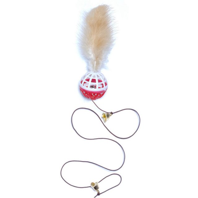 Cat Bell Ball Hanging: Fake Feather Kitten Teaser Toy Cat Chasing Toy for Indoor