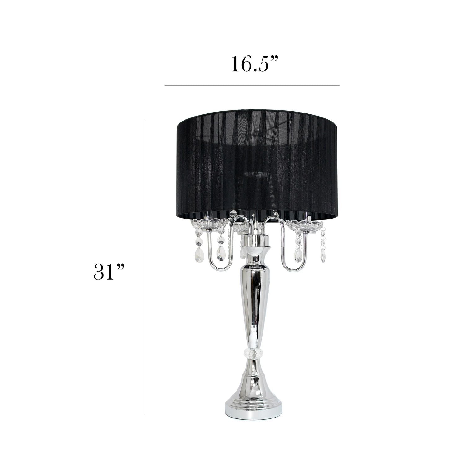 Elegant Designs Trendy Romantic Sheer Shade Table Lamp with Hanging Crystals