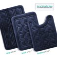 thumbnail image 2 of Clara Clark Bathroom Rugs, Velvet Memory Foam Bath Mat, Ultra Soft Non Slip and Absorbent - Waffled - Set Small, Large & Contour - Navy, 2 of 6