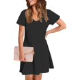 thumbnail image 4 of Liquidation d'Été 2025! Robe Grande Taille pour Femmes, Liquidation de Robe d'Été pour Femmes, Mode Féminine d'Été Couleur Unie Manches Courtes Col en V Robe Décontractée, 4 of 4
