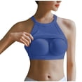 thumbnail image 3 of lcziwo Womens Tank Tops with Built in Bra Sleeveless Racerback Ribbed Shirts High Neck Slim Fitted Crop Top Lightning Sales Blue L, 3 of 8
