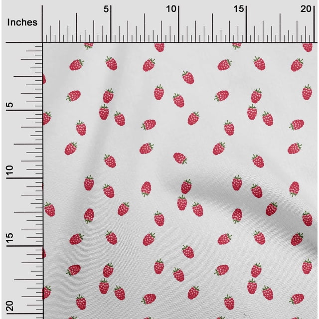 oneOone Cotton Silk Fabric Raspberry Fruit Decor Fabric Printed BTY 42 Inch Wide