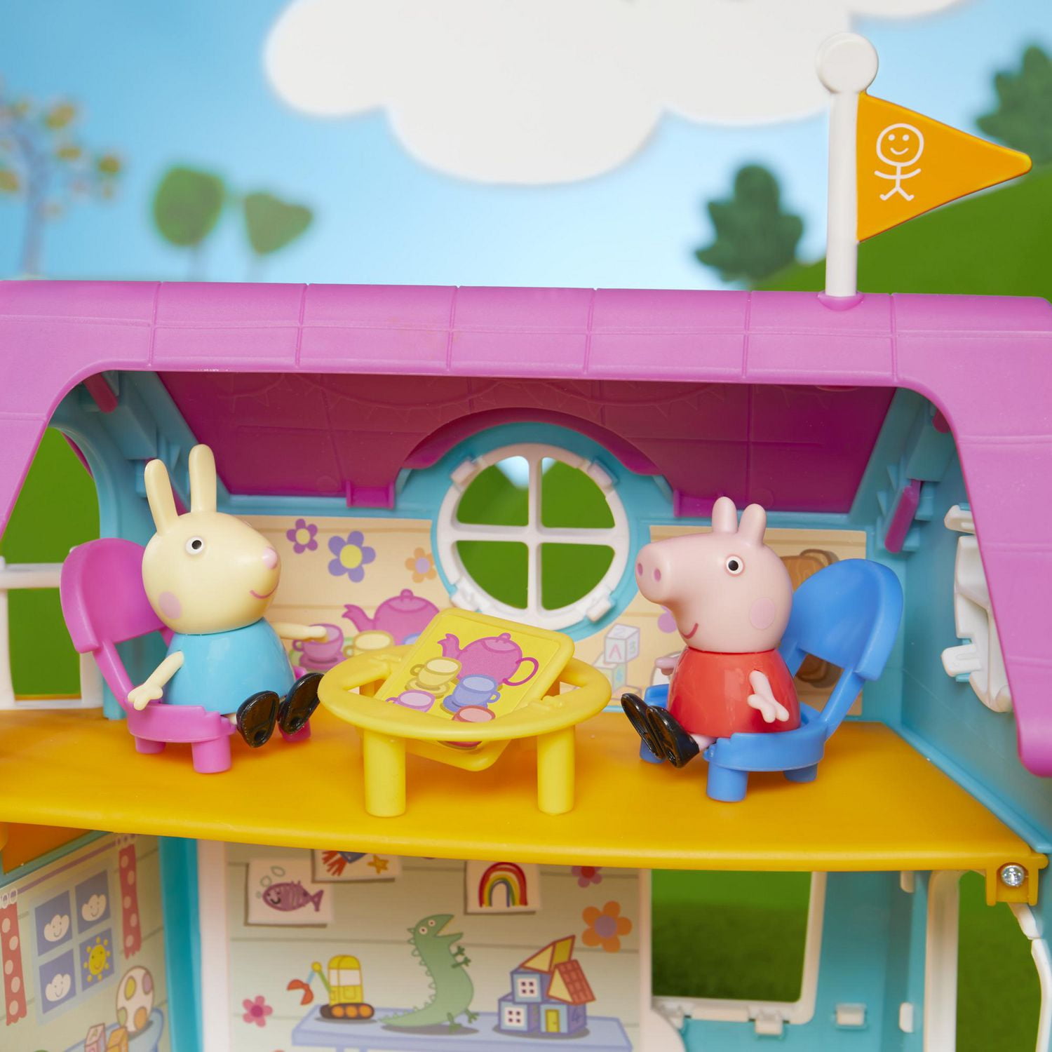 Peppa Pig Peppa et sa maison d'amis réservée aux enfants, jouet préscolaire, sons, inclut 2 figurines, 7 accessoires, à partir de 3 ans