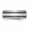 thumbnail image 3 of Titanium Grooved Sterling Silver Inlay 8mm Brushed/Antiqued Band Size 8.5, 3 of 6