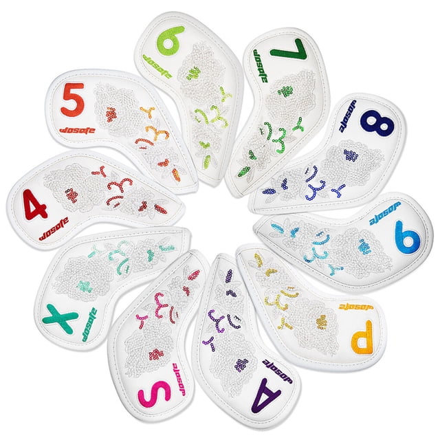 facefd 10 Pcs/ensemble Couvre-Chef de Clubs de Golf Motif Mode Portable Couvre-Chef Décoratif Exercice Golf Garde Cadeaux Débutant Blanc